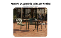 Waterproof Round Table and 2 Chairs Set Sun-Proof Round Table and Slatted Chair Set Weather-Resistant Outdoor Furniture Modern Design for Cafe Owners, Homeowners, Apartment Dwellers, Patio, Garden, Courtyard, Balcony