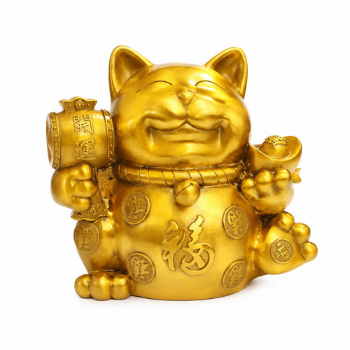 Maneki Neko Tabletop Cat Statue with Amulet Decorative for Office, Home Decor