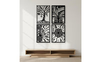 4 Pieces Abstract Line Wall Dimensional Art Shadow Effect Black Metal Wall Art Rust Resistant for Living Room, Bedroom