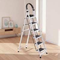 Anti-Slip Step Ladder with Tool Rack Foldable Step Ladder with Handrails Sturdy Stable for Apartment