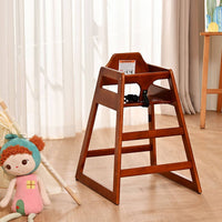 Reinforced Structure Stackable Baby Chair 3-Point Safety Harness Wooden High Chair Solid Wood Infant Seat for Babies, Toddlers, Dining Room, Hotel
