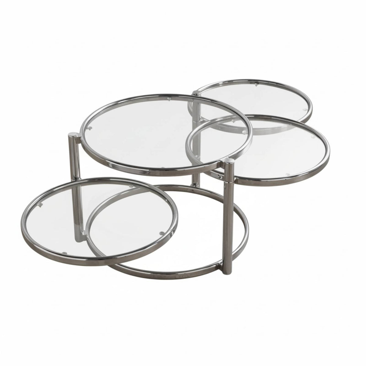 2-Tier rotating Coffee Table Minimalist aesthetic Household Furniture Glass Top Round Shape Design for Adults