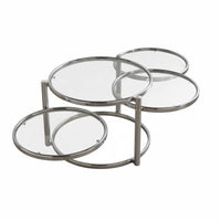 2-Tier rotating Coffee Table Minimalist aesthetic Household Furniture Glass Top Round Shape Design for Adults
