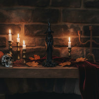 Witchy Witch Figurine with Pointed Hat Slender 3D Printed Witch Desktop Statue Spooky for Goths, Collectors, Desk, Shelf, Entry Table