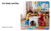Space Saving Foldable Kids Table Lightweight Portable children's Desk Multifunctional Plastic Folding Study Table Easy to Clean for Preschoolers, Party Hosts, Kindergarten, Indoor, Playroom, Outdoor