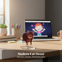 2D Cat Desk Ornament Rotating Cat Display 360 Rotating Desk Toy for Office