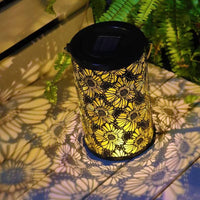 Chrysanthemum Cutout Lantern Waterproof Hollow Metal Solar Lantern for Pathway