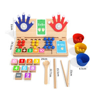 Arithmetic Board with Felt Hands Preschool Counting Board with Beads Wooden Math Toy Screennon-Digital Game Fine Motor