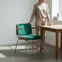 Retro Dining Chair Armrests Home Seating Fully Assembled for Restaurant