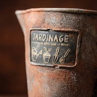Cement Flower Pot Rustic Cement Plant Pot No Drainage Hole Planter with Plaque for Balcony
