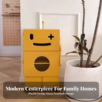 Robot-Shaped Cabinet Mobile with Wheels Nightstand Sturdy Construction