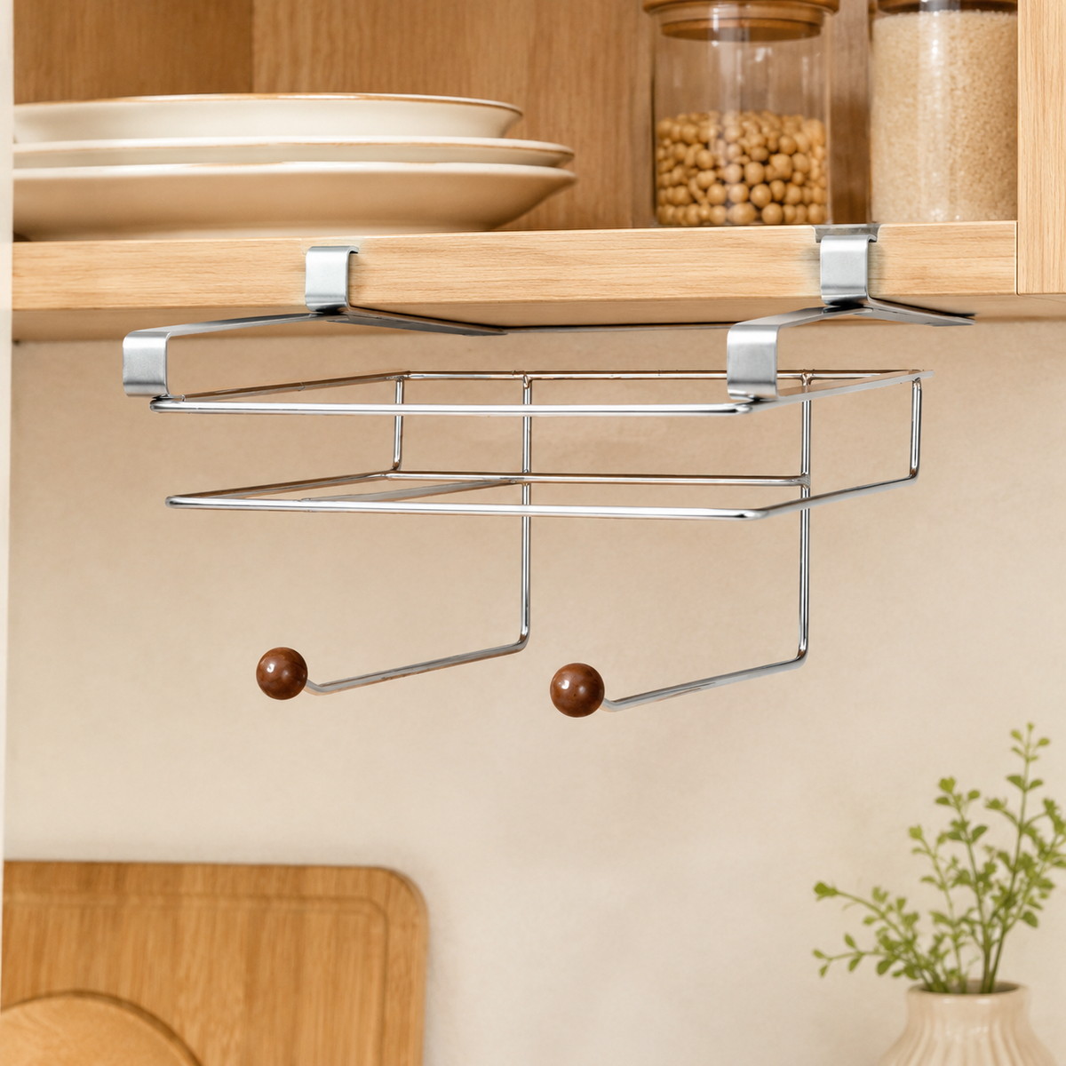Stainless Steel Under-Sink Storage Rack, 201 Kitchen Pot & Pan Storage, Rent-Friendly