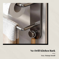 No-Drill Cabinet Paper Towel Rack, Multi-Rod Wall Hanging Organizer, Storage for Cling Film, Towels, Napkins