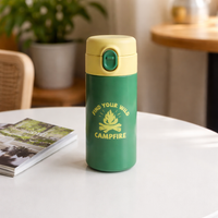 280ml Stainless Steel Water Bottle, Leakproof Thermal Flask, Flip-Top Travel Mug for Office & Car, Mini Insulated