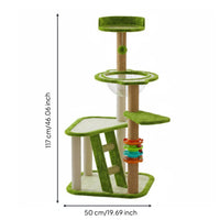 Feline Climbing Structure with Bed Multi Levels Cat Scratching Surface Post Space-Saving Animal Furniture for Indoor