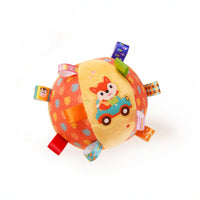 Soft Baby Taggie Ball Embroidered Stuffed Ball with Ribbons Stuffed Toy Tactile for Infants, Babies, Newborns, Tummy Time