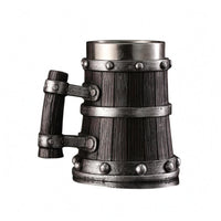 Barrel Beer Stein Rivet Details Wood-Grain Mug Easy to Clean