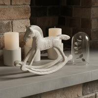 Cast Iron Rocking Horse Statue Retro Rocking Horse Figurine Antique Finish Decorative Item for Showroom, Sales Office, Entryway