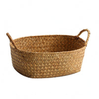 Oval Storage Basket Handmade Shelf Organizer Built-in Handles