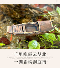 禅意枯山水摆件古代乌篷船小帆船小舟竹筏桌面微景观沙盘可浮水