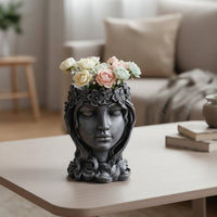 Sculptural Face Planter Tabletop Head Planter Unique Face Flower Pot Cute for Desk, Shelf, Entry Table