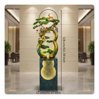 Gourd Shaped Floor Water Feature Auspicious Symbolism Water Feature Easy to Assemble LED Cascading Water Feature for Living Room, Reception Area
