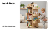 360 Degree Rotation Revolving Bookcase Space-Saving Revolving Book Shelf Quiet and Effortless Rotate children's Furniture Large Capacity for Children, Toddlers, Parents, Playroom, Nursery, Kindergarten, Classroom