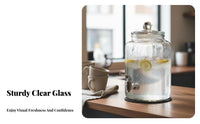 Glass Beverage Dispenser with Spigot Party Drink Dispenser Iced Tea Jar for Commercial Use