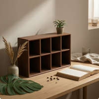floor Storage Cabinet Double-Layer Wood Bookcase Thick Board Bookshelf for TV Area