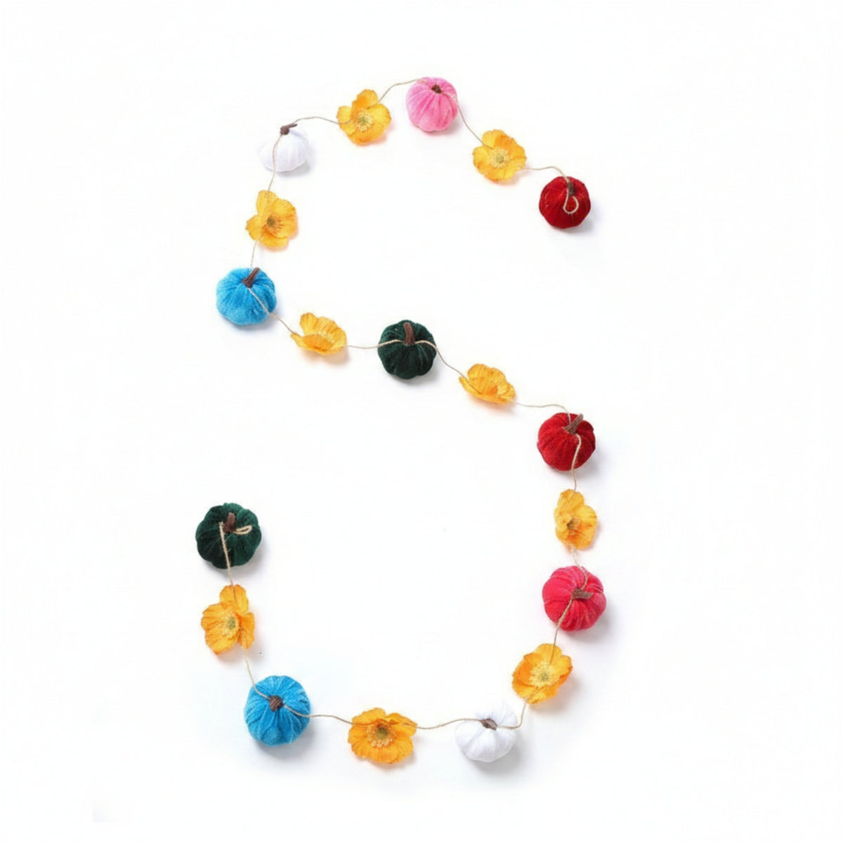Garland with Velvet Pumpkins Fall Table Centerpiece Lightweight for Mantel, Party Backdrops