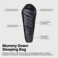 Down Sleeping Bag for Camping, Mummy Design Waterproof Lightweight, 400T 20D Nylon Textile, Grown-Up - Image 5