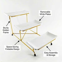 Foldable Metal Cake Stand, 3 Tier Dessert Stand for Parties, Afternoon Tea Serving Plate, Cupcake Display Stand, Reusable Cake Stand
