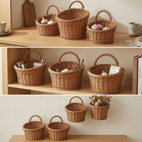 3 Pieces Hanging Wall Basket Woven Hanging Basket with Hook Rustic for Entryway