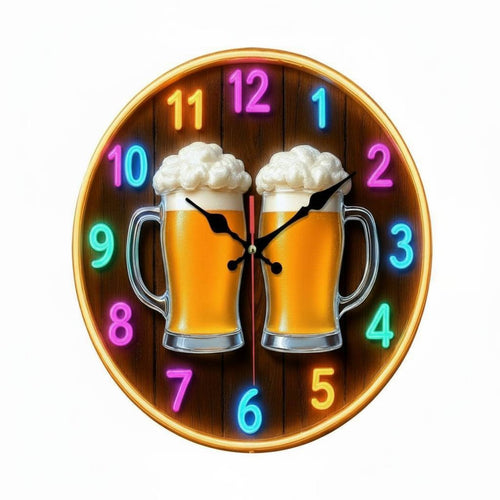 Beer Mug Wall Timepiece Luxury Beer Mugs Decor Timepiece Easy to Install for Bar
