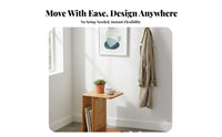Wheeled Woven-Top End Table Japanese design Sofa Side cart Mobile Design Multi-Functional for Living Room, Entryway, Home Office