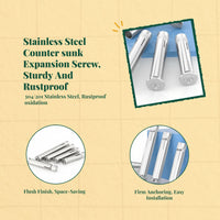 304 Stainless Steel Cross Countersunk Expansion Bolt, Internal Expansion, Flat Head Screw, 6mm 8mm 10mm 12mm, robust, Rust Resistant, For Home Improvement, manufacturing, DIY Projects