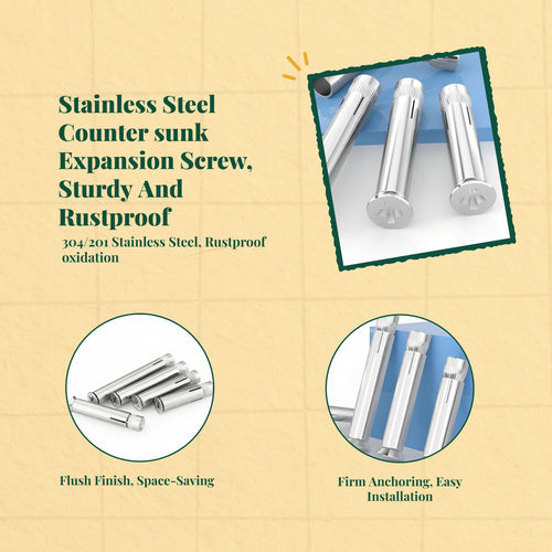 304 Stainless Steel Cross Countersunk Expansion Bolt, Internal Expansion, Flat Head Screw, 6mm 8mm 10mm 12mm, robust, Rust Resistant, For Home Improvement, manufacturing, DIY Projects