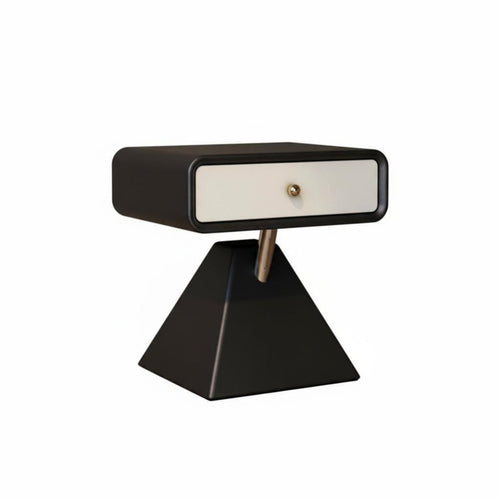 Rounded Single-Drawer End Table Stylish Home Decor Nightstand Multifunctional