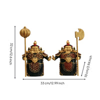 Resin Door God Figurines Traditional Decorative Statue Golden for Grand Opening