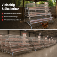 Tiered chicken cage, galvanized steel cage for laying hens, multi-level poultry cage for egg production, hygienic chicken keeping