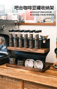 Wooden Coffee Bar Storage Rack with Test Tube Containers