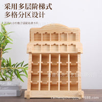 Wooden Refrigerator Magnet Storage Rack, Solid Wood Display Stand, Multi-Grid Organizer for Cards and More