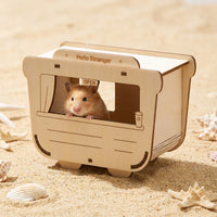 Decorative Design Hamster House and Hamster Hide, Wood Plywood Construction for Small Companions, Assembly Required Wood Habitat