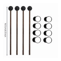 12 Pieces Solid Wood Handle Ethereal Drum Mallets Finger Picks Steel Tine Drum Mallet Set for Children, Beginners
