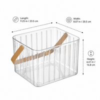 Transparent Drawer Organiser, Pantry Organiser Storage Basket with Handles, 23.5x20.5x16.8cm Multi-Purpose for Snacks, Office