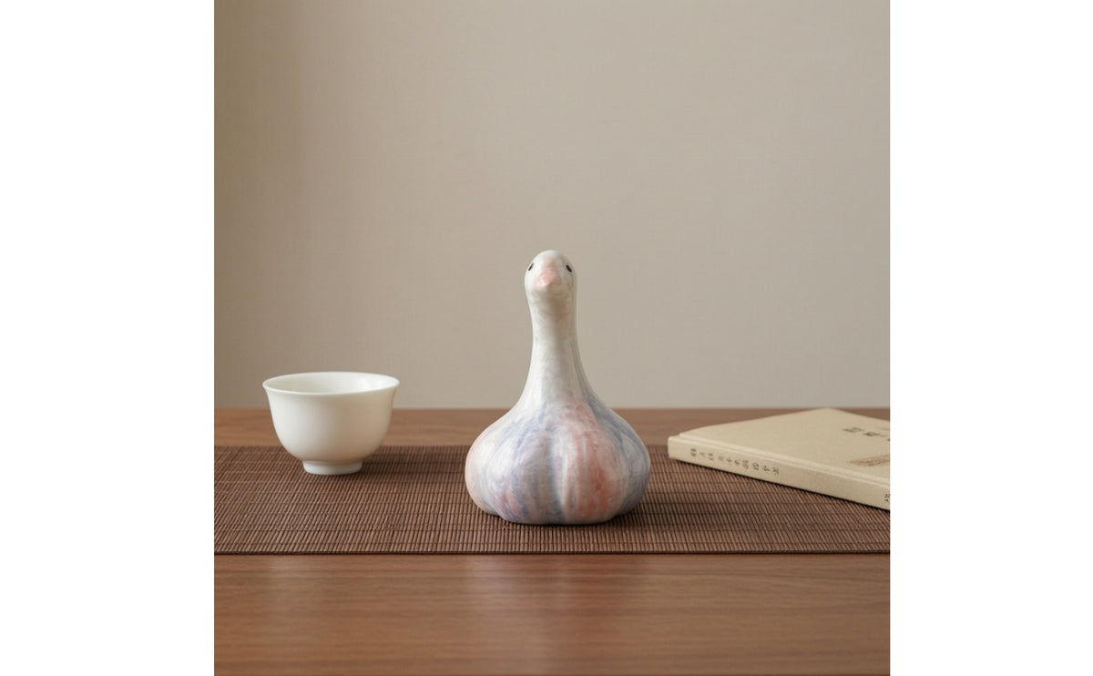 Crackle-Glaze Bird Tea Pet Cute Ceramic Bird Figurine Chubby Tabletop Decoration Miniature for Collectors, Desk, Display Shelf