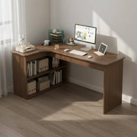 Space Saving Study Table and Bookshelf Combo Large Capacity Storage Corner Computer Desk with Hutch Wide Desktop Office Furniture Sturdy Construction for Students, Bedroom