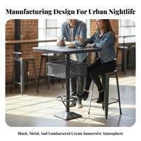 Urban Loft design Round Bar Table and Stools With Footrest Pub Seating scuffResistant Counter Stool sturdyDuty Construction for Restaurant Owners, Cafe Proprietors, Interior Designers, Home Kitchen, Dining Room, Small Spaces, Patio