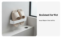 Wall Mounted Slipper Rack Space-Saving Draining Shoe Shelf Easy Installation Punch Slipper Storage for Families, Washroom, Dorm Room, Behind Door