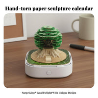 Creative Gift 3D Paper Sculpture Calendar Includes Acrylic Dust Cover Tear-Away Treehouse Notepad Light Up Base for Desk, Study Room